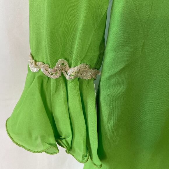 Vintage 1960s Neon Green Mini Dress with Sequins - Mod Retro - S - Picture 12 of 16